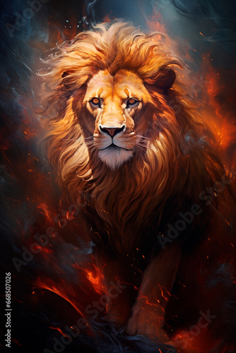 Beautiful portrait of a lion. Generative AI 