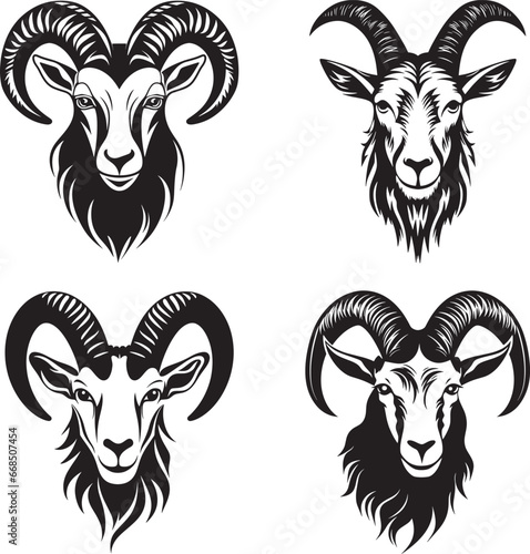 Wallpaper Mural Goat Logo silhouette Set Isolated on White Background, Goat Icon Set Vector Design Torontodigital.ca