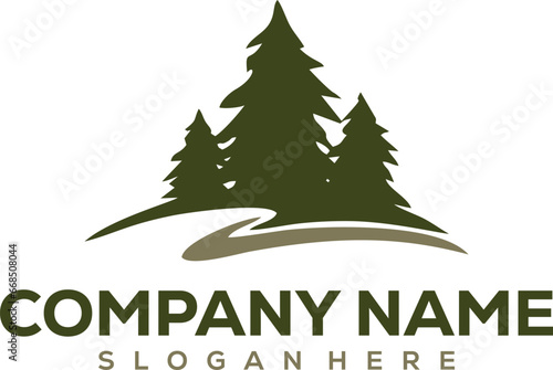 Minimal Forest logo. Natural Minimal Logo. Pine Icon Vector Logo Design.