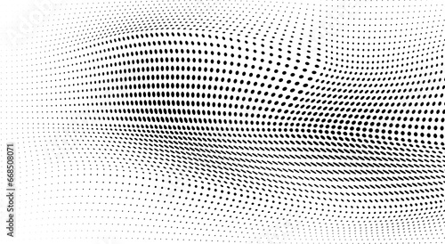 Abstract black and white halftone wave texture
