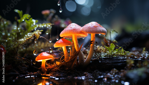 Freshness of autumn Close up of slimy toadstool growth in forest generated by AI