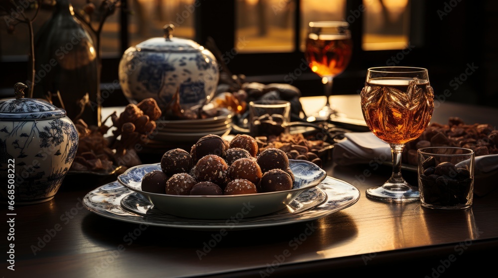 Chocolade Set Table, Happy New Year Background ,Hd Background