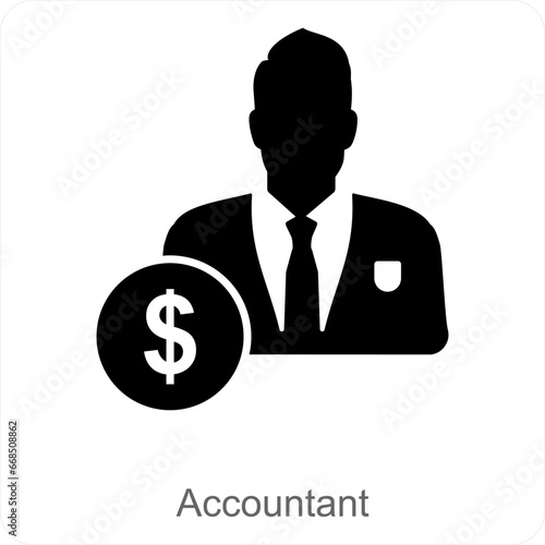 Accountant and investor icon concept