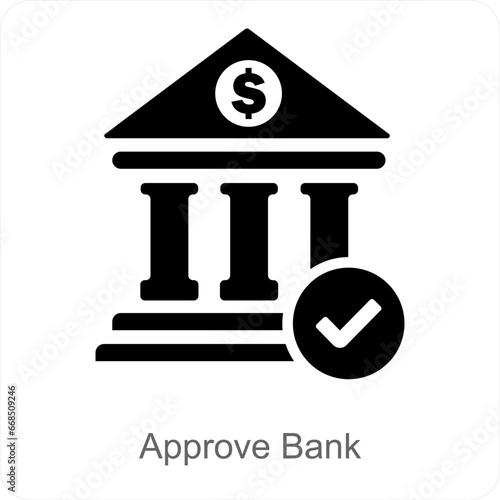 Approve Bank and bank icon concept