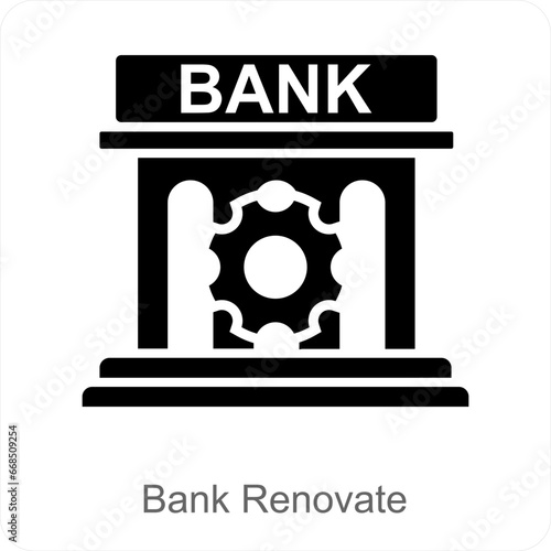 Bank Renovate and bank icon concept