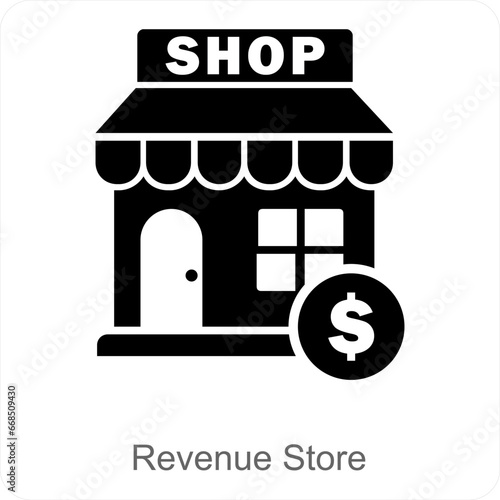 Revenue Store and shop icon concept