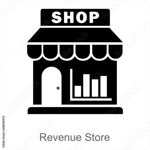 Revenue Store and shop icon concept