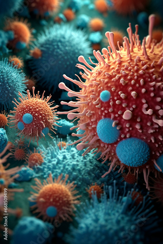 Coronavirus under a microscope. Generative AI, © Яна Ерік Татевосян