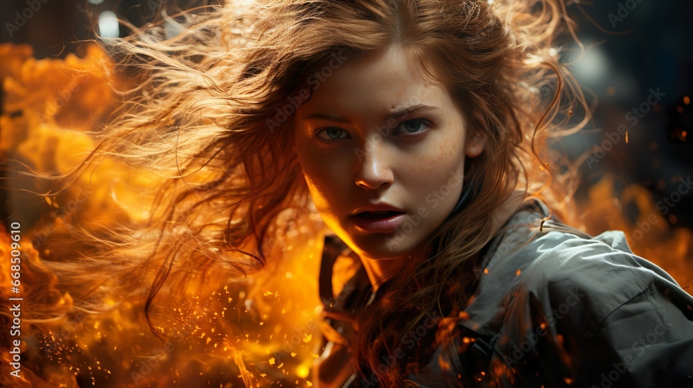 ash-blonde woman with blue eyes in misty ambianc ash-blonde woman with blue eyes in misty ambianc