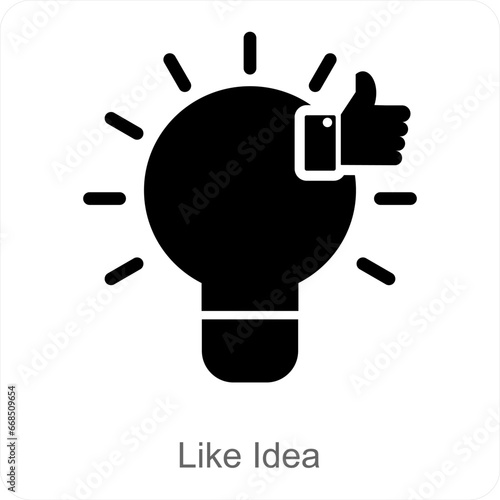 Like Idea and approve icon concept