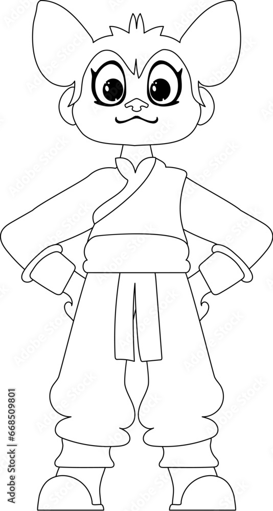 Cartoon funny and fabulous Viking or Chinese warrior girl. Coloring style Cartoon funny and fabulous Viking or Chinese warrior girl. Coloring style