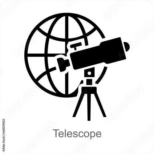 Telescope and spyglass icon concept