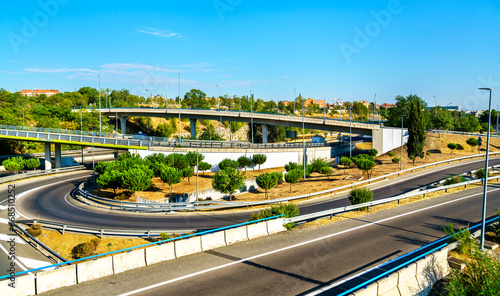 Highway interchange near Barajas International Airport in Madrid, Spain