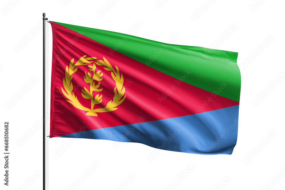 3d illustration flag of Eritrea. Eritrea flag waving isolated on white background with clipping path. flag frame with empty space for your text.