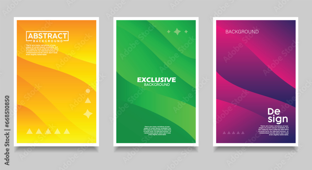 The abstract covers minimal covers design. Set of abstract mesh gradients. corporate gradient backgrounds. Colored wave graphic composition. Vibrant minimal yellow gradient. Editable vector eps.