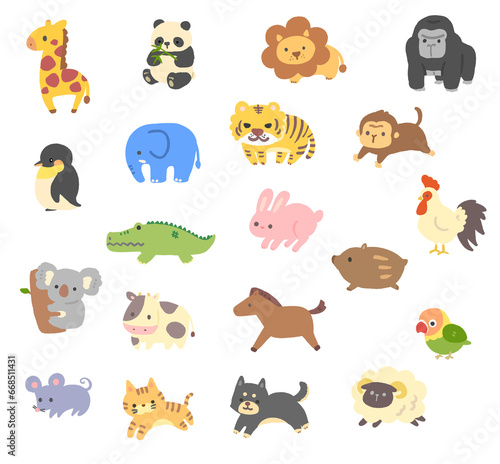 Fototapeta Naklejka Na Ścianę i Meble -  いろいろな動物のイラストセット