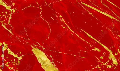 Red marble abstract background texture with luxury style golden lines. Marbling Paint Background. Alcohol Ink Marble. Elegance stylish distress design for business card, banner, poster. Vector EPS10.