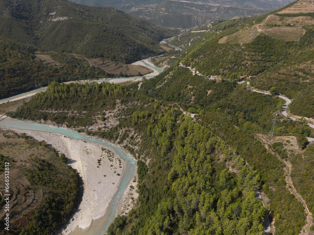 view of the river, Osumi in Albania