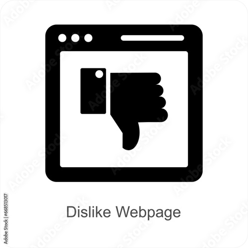 Dislike Webpage and webpage icon concept