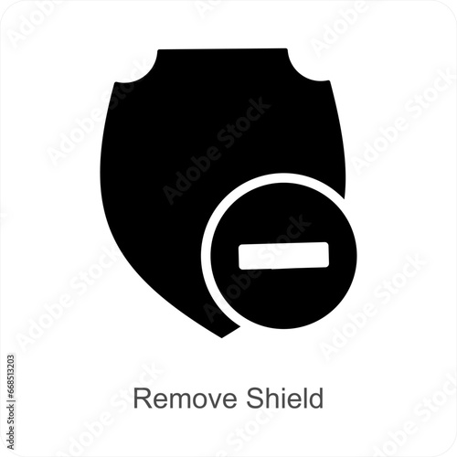 Remove Shield and shield icon concept