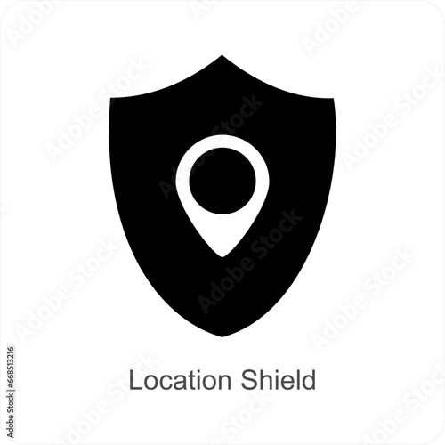 Location Shield and shield icon concept