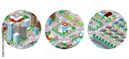 街並みの立体図. 都市の景観. 