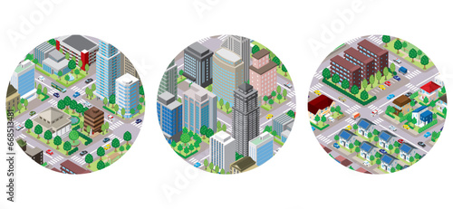 街並みの立体図. 都市の景観. 