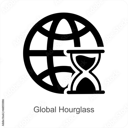 Global Hourglass and Effect icon concept