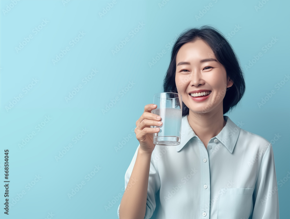 Asian lady drink water Asian lady drink water