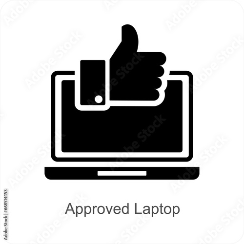 Approved Laptop and verify icon concept