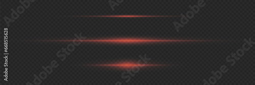 Horizontal light beams, glowing red line of light, flash of red horizontal highlights, laser beams, beautiful light flash, bright glow.