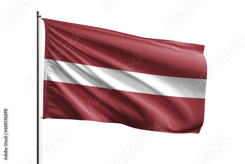 3d illustration flag of Latvia. Latvia flag waving isolated on white background with clipping path. flag frame with empty space for your text.