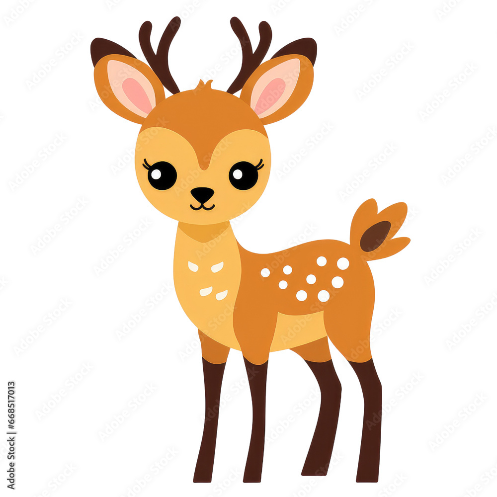 Kawaii Deer Cartoon: Minimal Vector Illustration of a Cute Animal Kawaii Deer Cartoon: Minimal Vector Illustration of a Cute Animal