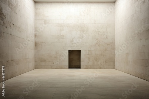 An abstract background image  surreal in nature  presents a cube-shaped room with stone-built walls  offering an imaginative backdrop for creative content. Photorealistic illustration