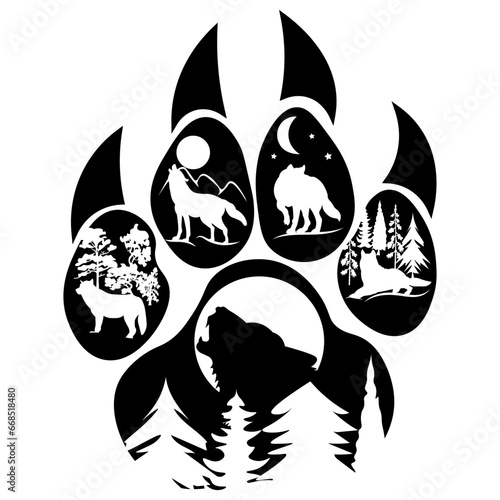 Wolves, Hand Drawn Vector Illustration