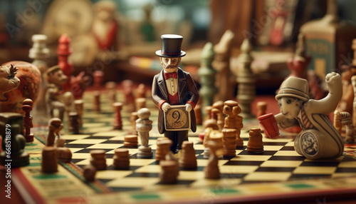 Strategy and competition on a chess board, a battle of intelligence generated by AI