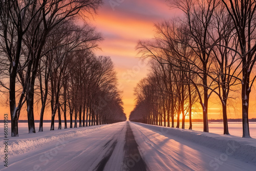 Snowy forest paradise, a world of serene beauty, winter charm