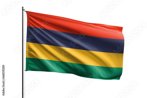 Free Download 3d illustration flag of Mauritius. Mauritius flag waving isolated on white background with clipping path. flag frame with empty space for your text. - GFXLoad