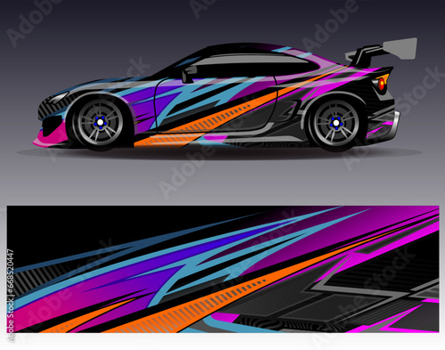 Car wrap design vector.Graphic abstract stripe racing background designs for vehicle  rally  race  adventure and car racing livery