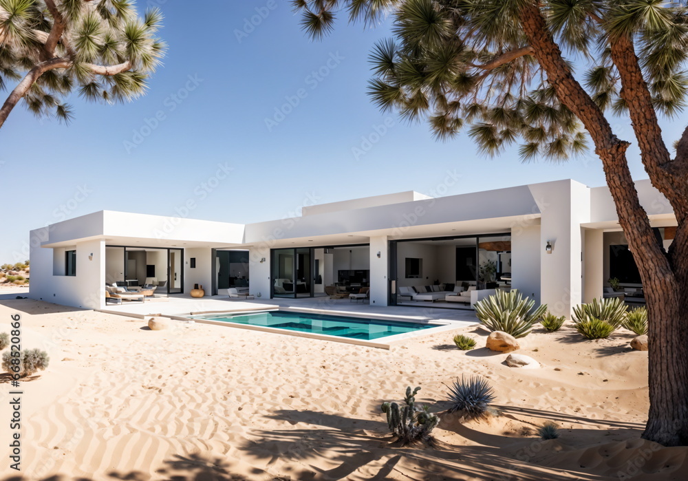 Minimalist White Villa: Modern Desert Oasis