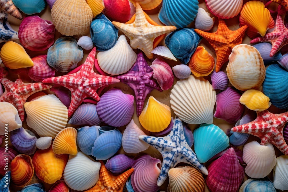 Eye-catching Colorful seashell. Ocean travel marine. Generate Ai Eye-catching Colorful seashell. Ocean travel marine. Generate Ai