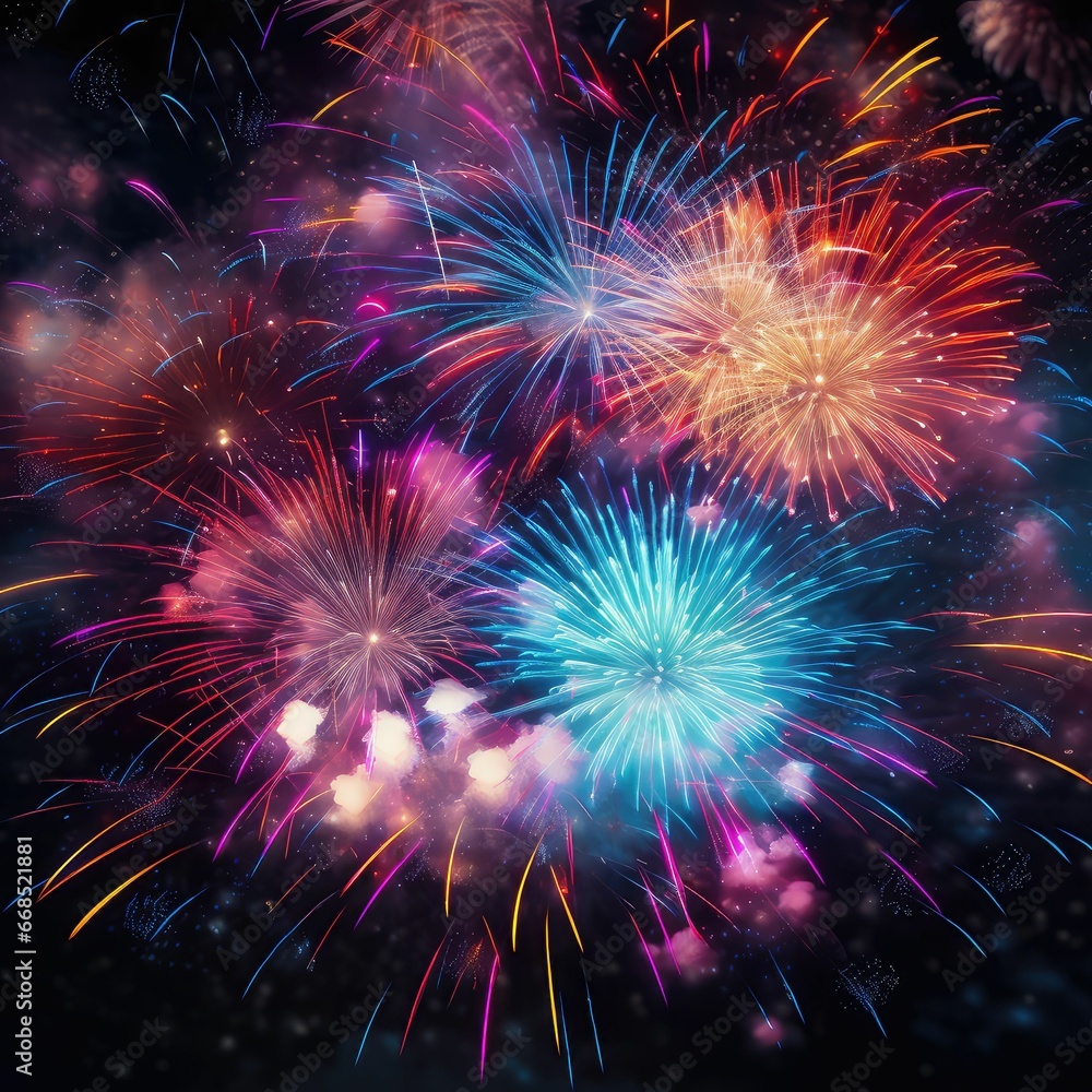 Fototapeta premium Colorful Firework Display for Celebrations: Burst of Joy