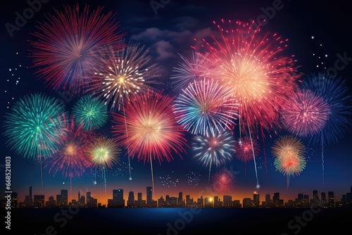 Colorful Firework Display for Celebrations: Burst of Joy © Little