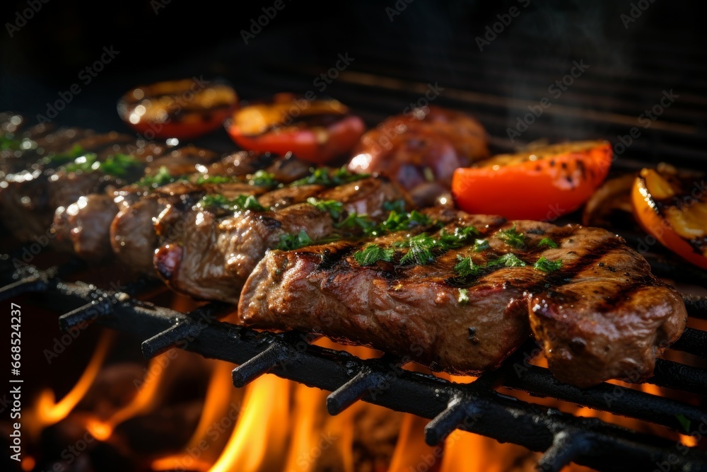 Sizzling Fresh donner grilled. Grilled meat. Generate Ai