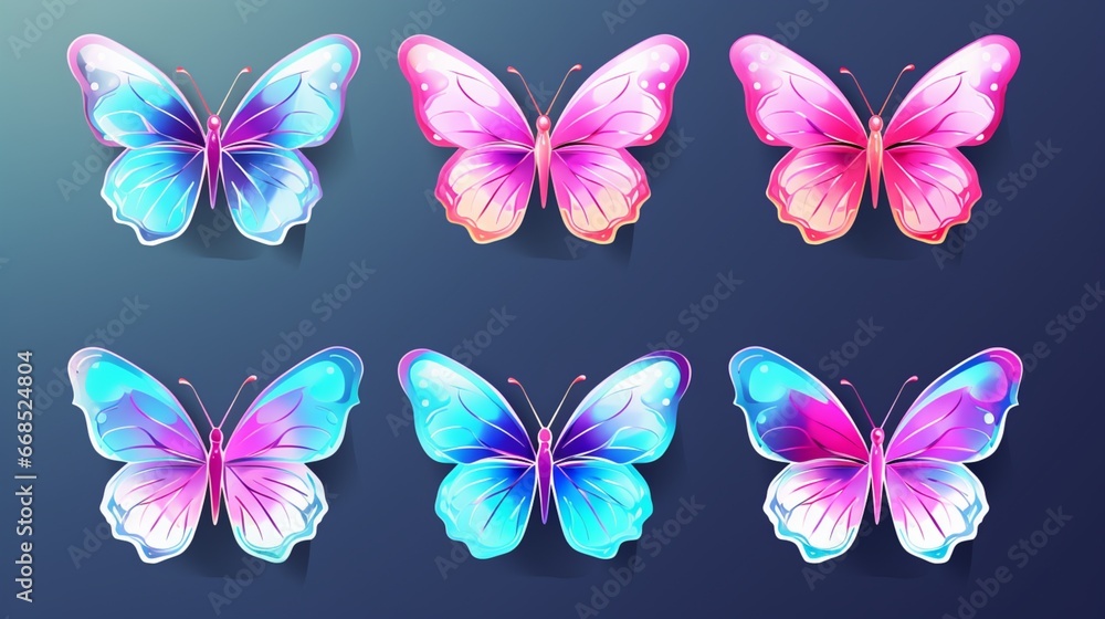 set of colorful flowers generated by AI set of colorful flowers generated by AI