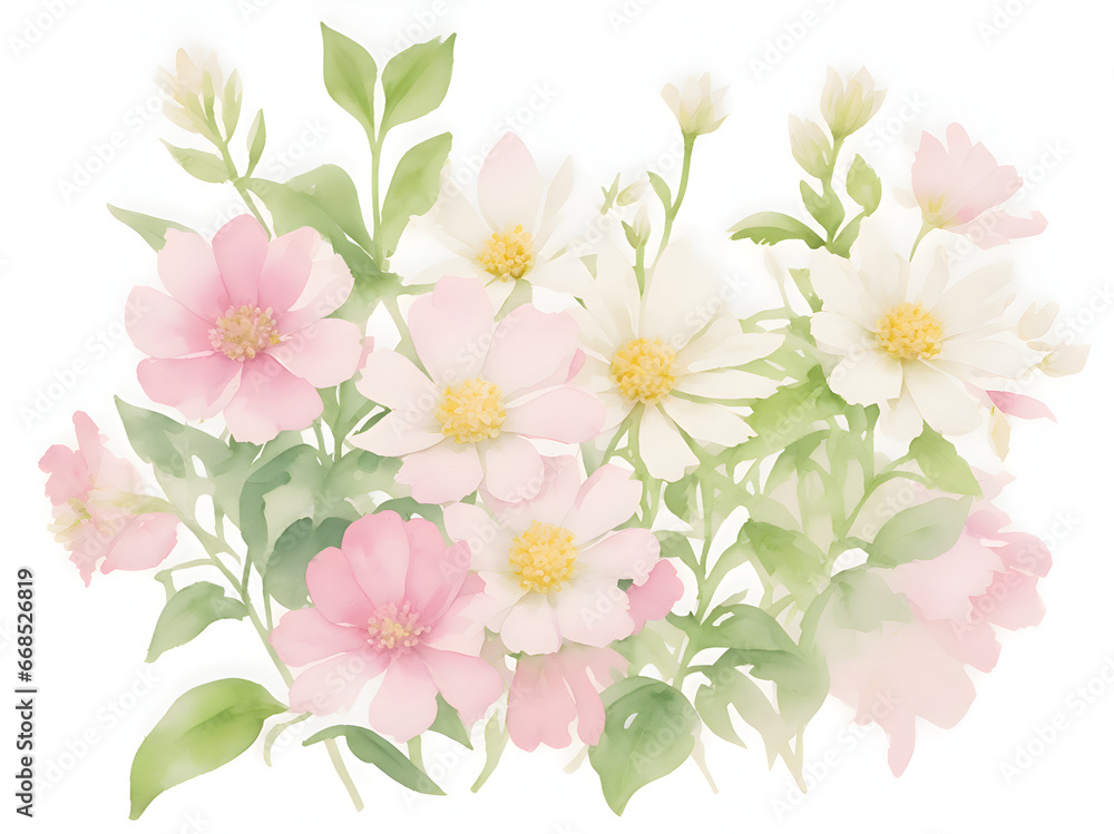 bouquet of pink flowers with green leaves, ai generative bouquet of pink flowers with green leaves, ai generative
