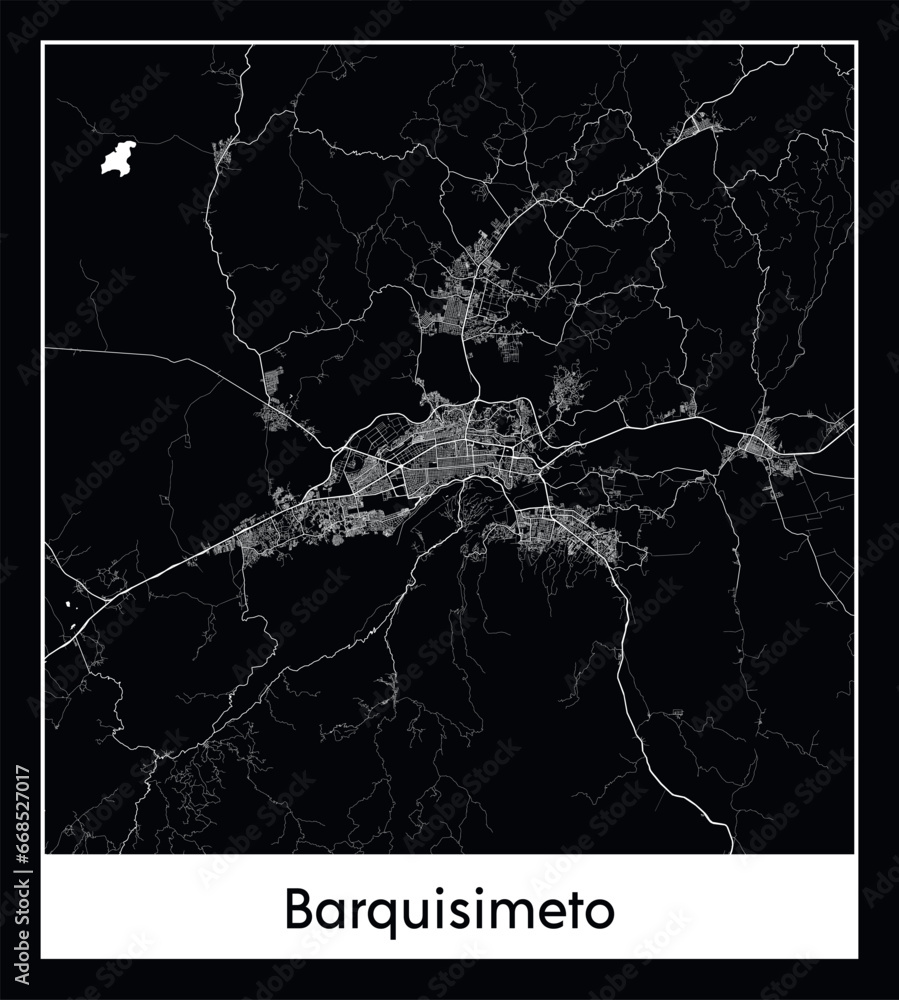 Minimal city map of Barquisimeto (Venezuela South America)