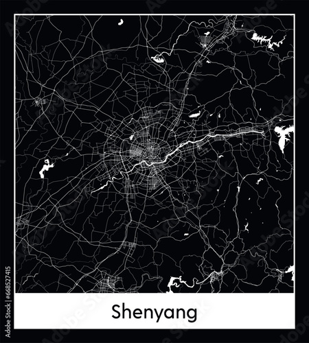 Minimal city map of Shenyang (China Asia)
