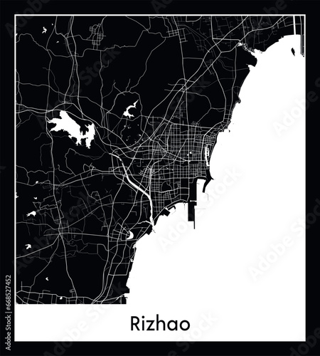 Minimal city map of Rizhao (China Asia)