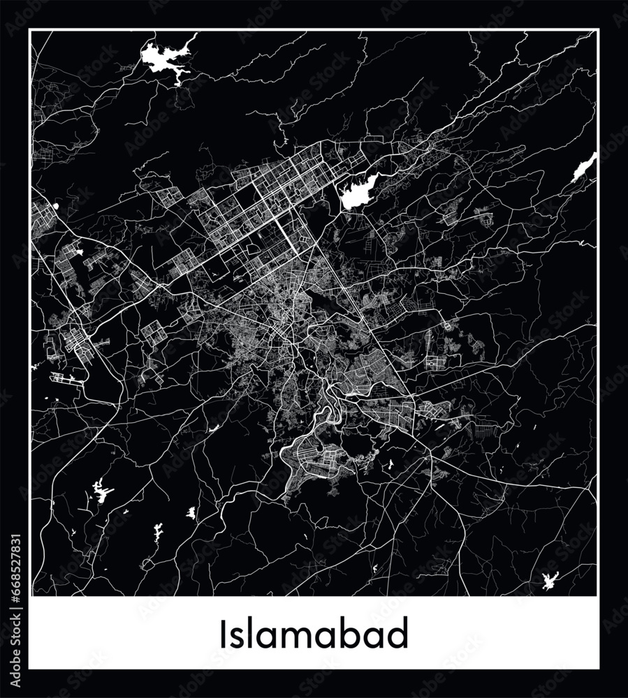 Minimal city map of Islamabad (Pakistan Asia)